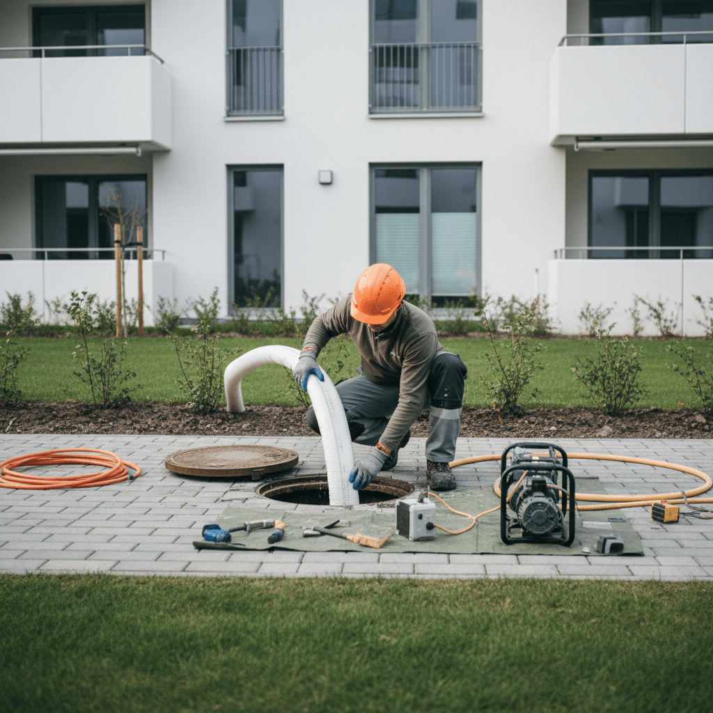 Kleines Baustellenloch im Garten
